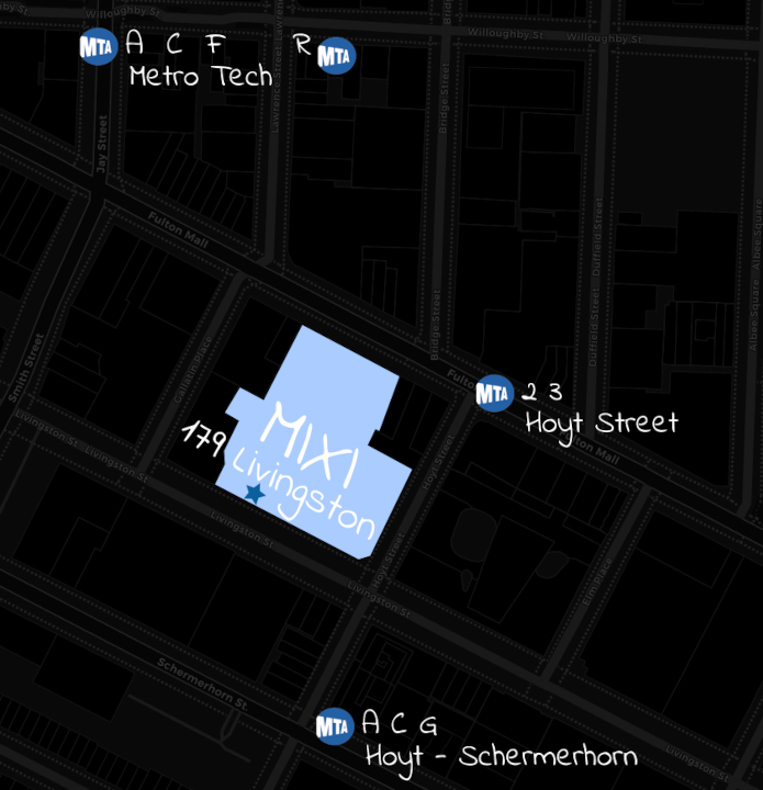 map showing mixi on Livingston Street