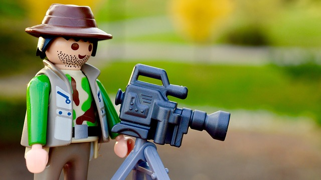 lego figure shooting a movie